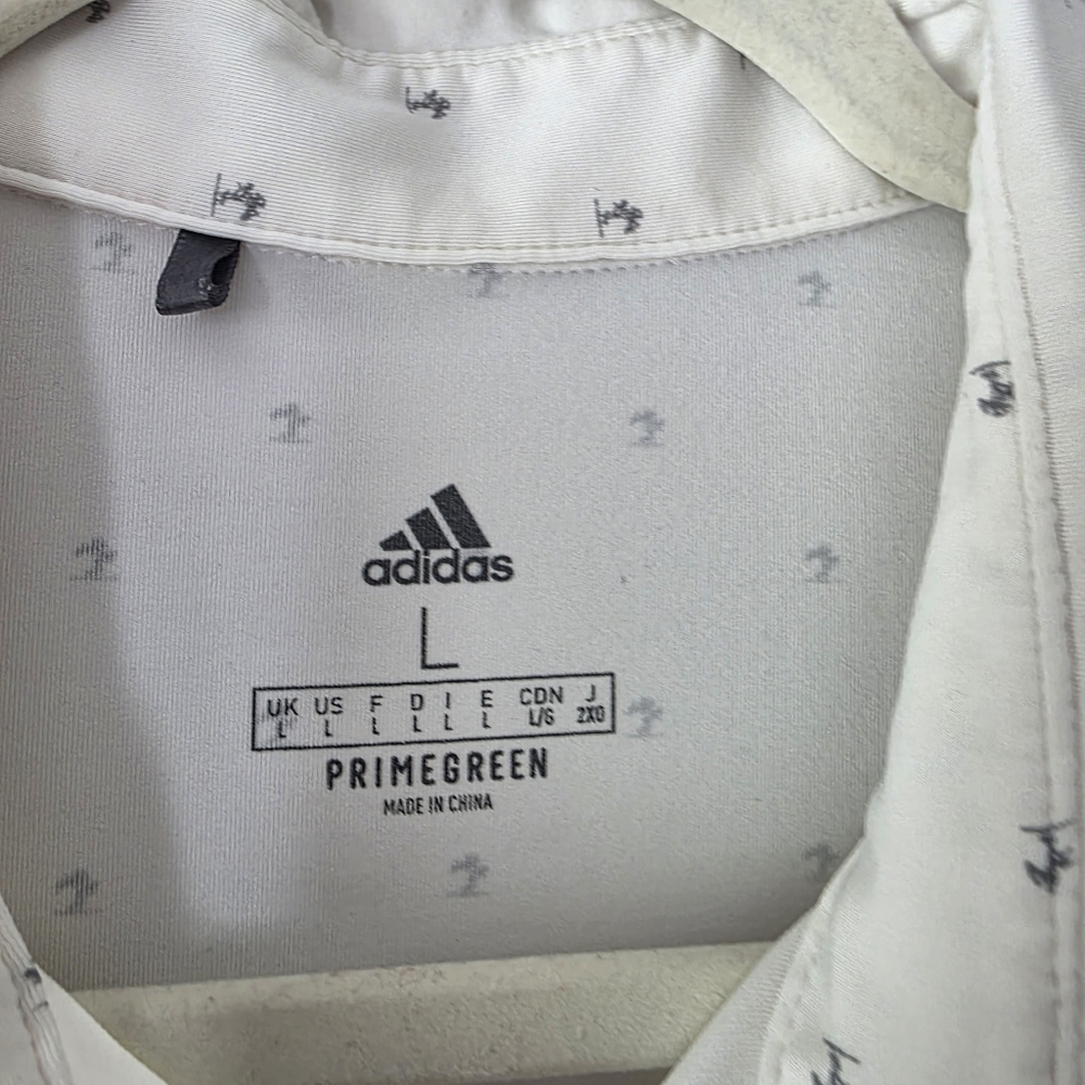 Adidas Primegreen Men's White Polo‎ Shirt Size Large - Picture 8 of 10